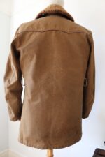 Men's Brown Vintage Sheepskin Warm Leather Coat - Image 10