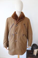 Men's Brown Vintage Sheepskin Warm Leather Coat - Image 3
