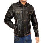 Men's Front Double Pocket Leather Jacket
