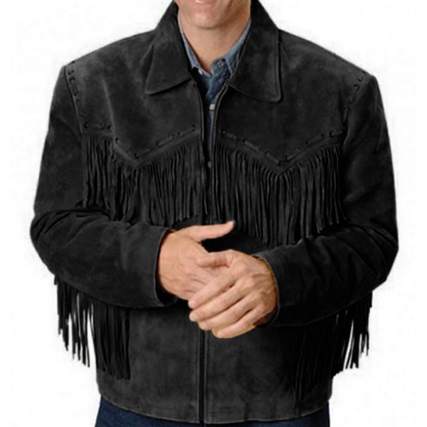 mens-simple-style-western-suede-black-fringe-jacket-coat (1) Men's Simple Style Western Suede Black Fringe Jacket - Image 1