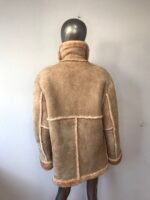 Men's Brown Vintage Sheepskin Warm Leather Coat - Image 6