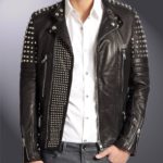 New Handmade Men's Studded Cafe Racer Jacket