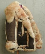 Brown Sheepskin Shearling Leather & Fur Coat - Image 3