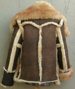 Brown Sheepskin Shearling Leather & Fur Coat - Image 6