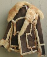 Brown Sheepskin Shearling Leather & Fur Coat - Image 7