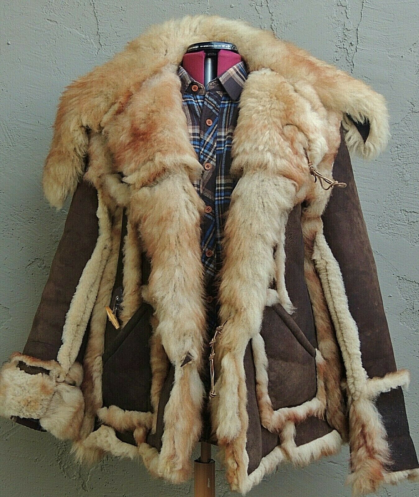 Brown Sheepskin Shearling Leather & Fur Coat - Maker of Jacket