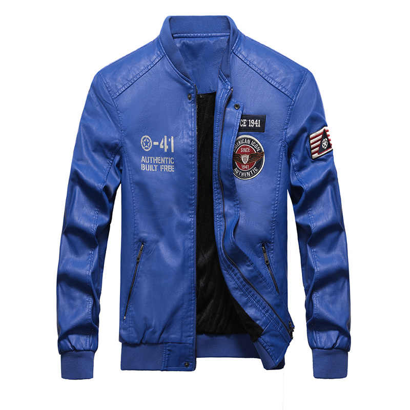 slim-fit-blue-motorcycle-leather-coat Slim Fit Blue Bomber Motorcycle Leather Coat - Image 1