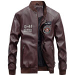 Slim Fit Brown Bomber Motorcycle Leather Coat