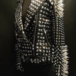 Woman's Full Black Punk Silver Long Spiked Studded Leather Jacket