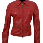 Red Women Leather Fashion Jacket