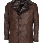 X Men Wolverine Fur Lined Vintage Brown leather Jacket