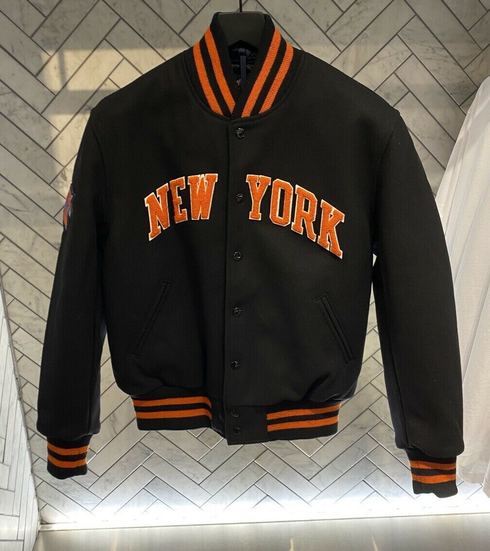 Maker of Jacket Sports Leagues Jackets NBA Teams Cream Vintage New York Knicks Varsity