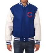 Chicago Cubs Two Tone Wool And Leather Jacket