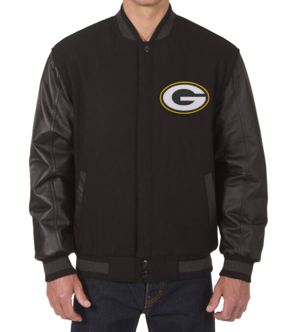 Green Bay Packers Jeff Hamilton Black Varsity Jacket