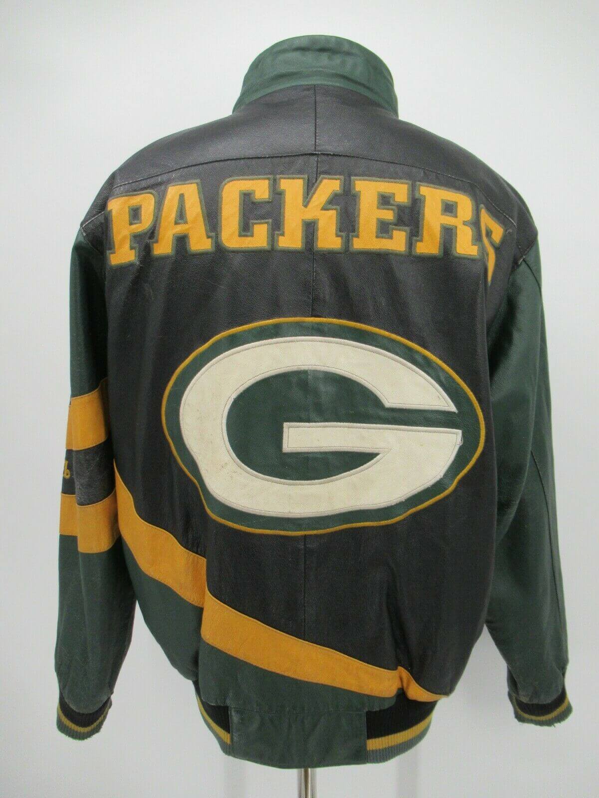 Vintage NFL Green Bay Packers Black Leather Jacket (1) Vintage NFL Green Bay Packers Black Leather Jacket