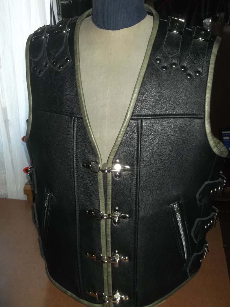 black-biker-genuine-leather-vest Black Biker Genuine Leather Vest. - Image 1