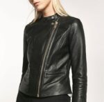Black & Nude Women Leather Jacket - Image 2