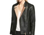 Black & Nude Women Leather Jacket