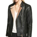 Black & Nude Women Leather Jacket