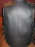 Handmade Black Motorcycle Genuine Leather Vest - Image 3