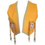 Handmade Hippie Leather Vest with Glass Beads