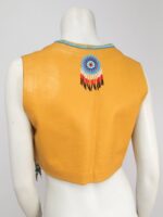 Handmade Hippie Leather Vest with Glass Beads - Image 4