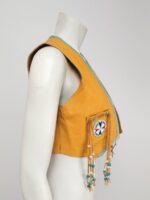 Handmade Hippie Leather Vest with Glass Beads - Image 3