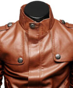 Stylish handmade leather jacket for men featuring a tailored fit and moto details.