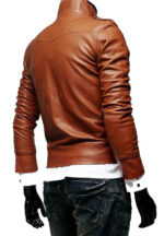 Men’s slim fit biker jacket crafted from real leather for a sharp and modern look.