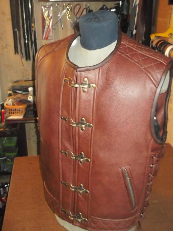 Handmade Motorcycle Vest Genuine Leather - Image 2