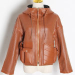 Hooded Faux Leather Jacket