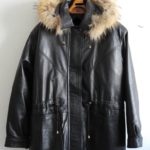 Men's Black Fur Hooded Leather Coat