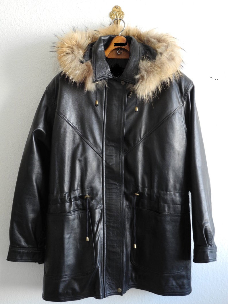 mens-black-fur-hooded-leather-coat (3) Men's Black Fur Hooded Leather Coat - Image 1