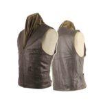 Men's Brown Biker Leather Vest - Image 2