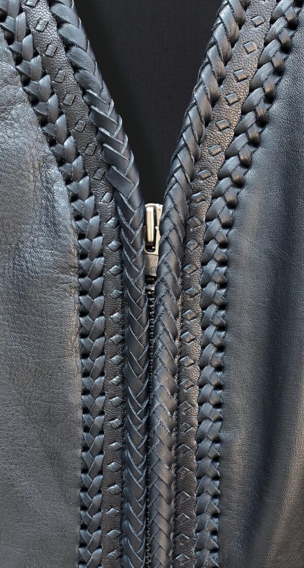 Men's Genuine Black Biker Leather Vest - Image 3