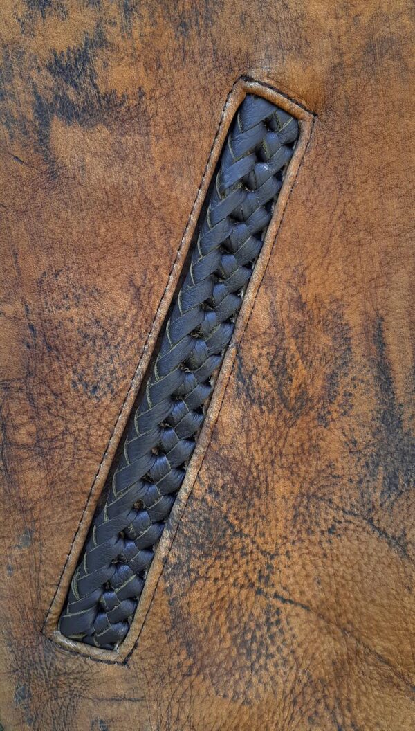 Men's Genuine Brown Biker Leather Vest - Image 4