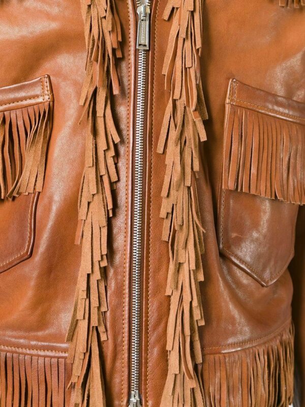 Men's Native American Style Fringed Leather Jacket - Image 4