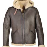 Men's Vintage Zipper Sheepskin Hoodie Shearling Jacket
