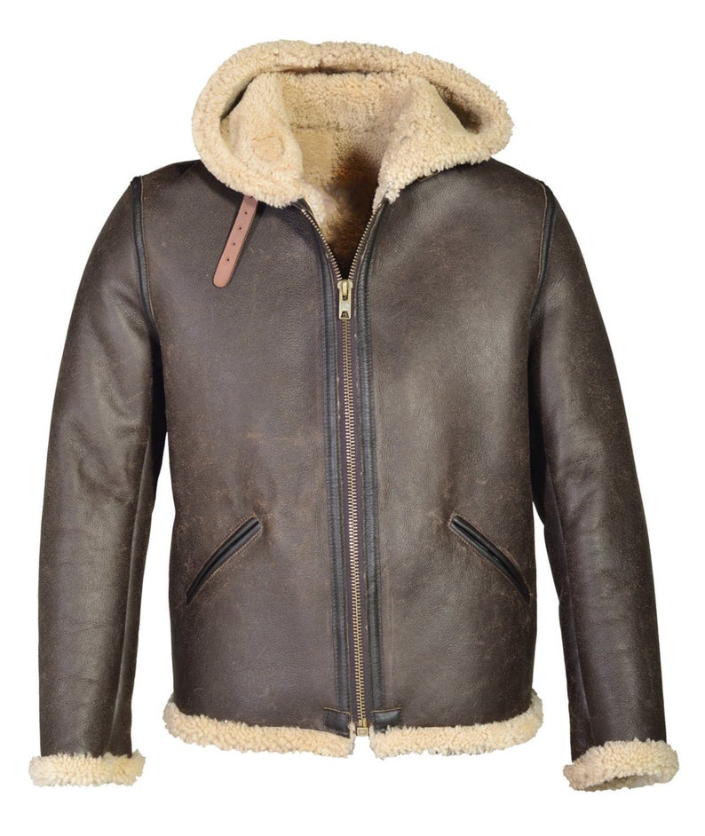 mens-vintage-zipper-sheepskin-hoodie-shearling-jacket (2) Men's Vintage Zipper Sheepskin Hoodie Shearling Jacket - Image 1