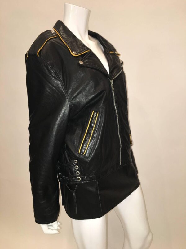 Montana Vintage Black Leather Motorcycle Jacket - Image 4