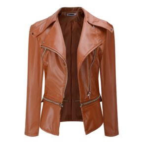 New Fashion Women Faux Leather Motorcycle Coat Jackets