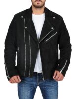 Rocker Suede Black Leather Jacket