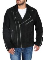 Rocker Suede Black Leather Jacket