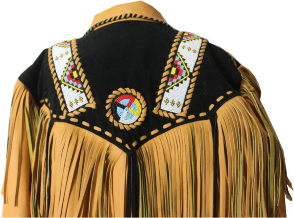 Western Cowboy Leather Jacket with Fringe,Beads - Image 4