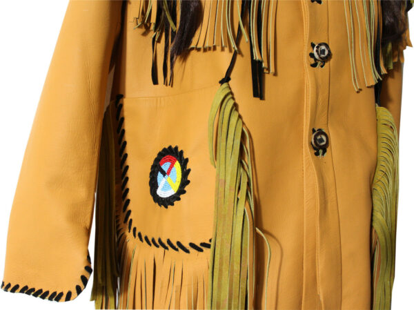 Western Cowboy Leather Jacket with Fringe,Beads - Image 3