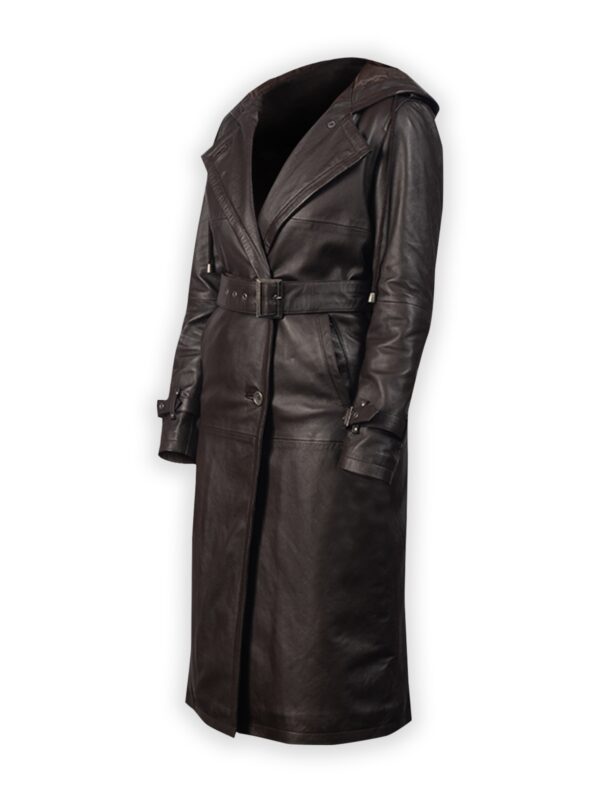 Women Hooded Style Brown Trench Coat - Image 3