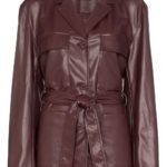 Women's Belted Faux Leather Coat