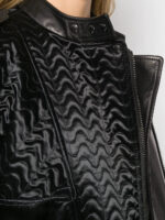 Women's Black Animal Print Leather Jacket - Image 5