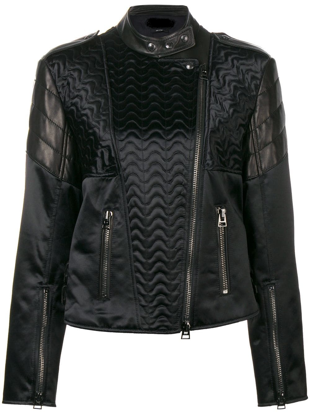 womens-black-animal-print-leather-jacket Women's Black Animal Print Leather Jacket - Image 1