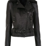 Women's Black Fur Collar Leather Jacket